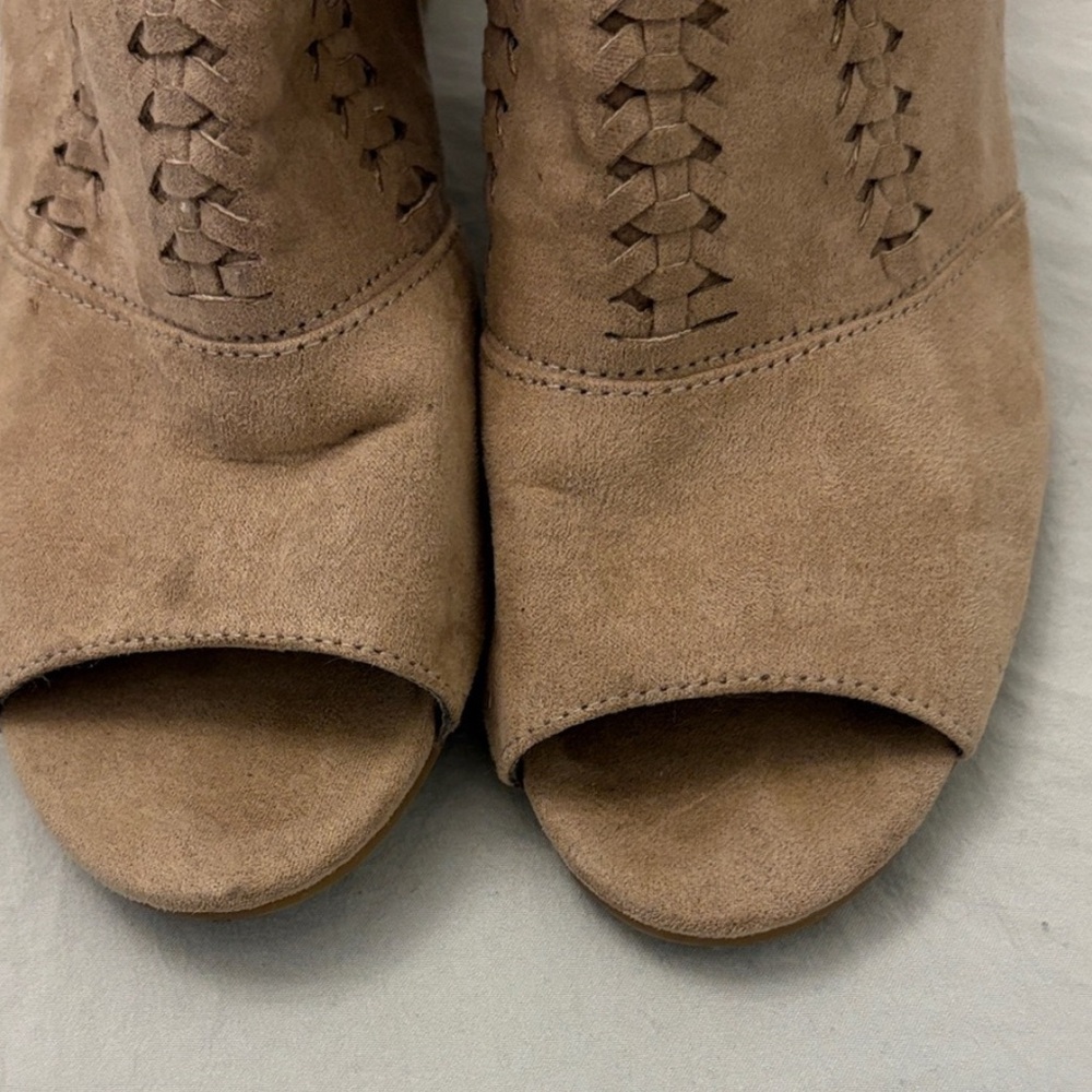 Francesca's Collections Brown Peep-Toe Heeled Boots - Picture 4 of 9